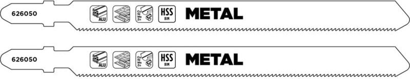 KWB - 2x Stichsägeblätter für Metall, mittellang (geeignet für Aluminium, Nicht-Eisen Metalle, Blech, HSS-Stahl, gewellt...