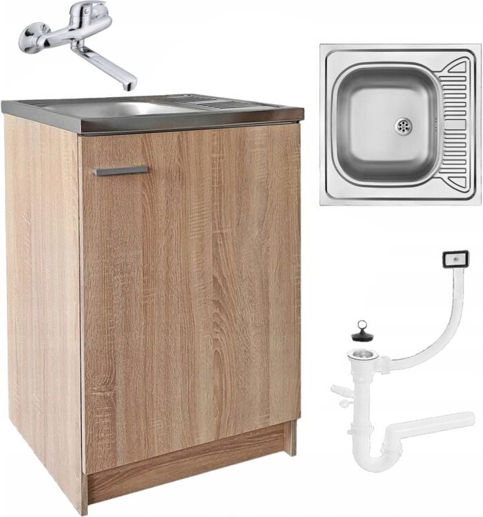 Thumbnail - STAMAR Küchenunterschrank mit Spüle 60x60 - Eiche Sonoma - Kompakt - Praktisch - Hochwertig