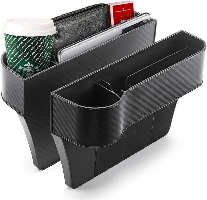 Thumbnail - Seiten-Organizer für Autositze, 2 Packungen Seitentasche für die Konsole, multifunktionale Aufbewahrungsbox mit Getränke...