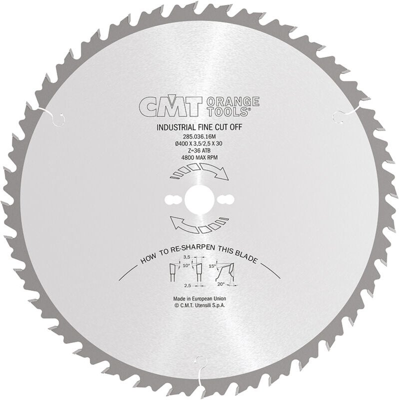 285.036.16M Kreissägeblatt mit Abweiser L/Vine HW 400x3,5/2,5x30 Z36 ATB