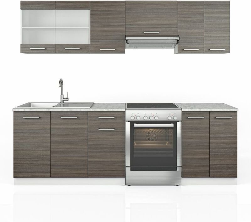 Küchenzeile Raul, Edelgrau, 240 cm , ap Marmor Vicco
