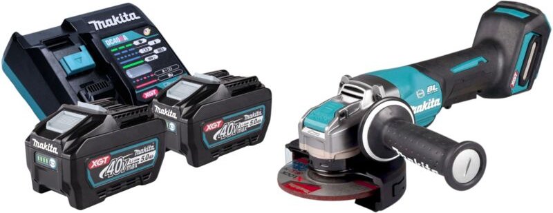Makita GA 047 GT201 Akku Winkelschleifer 40 V max. 125 mm X-LOCK Brushless + 2x Akku 5,0 Ah + Ladegerät