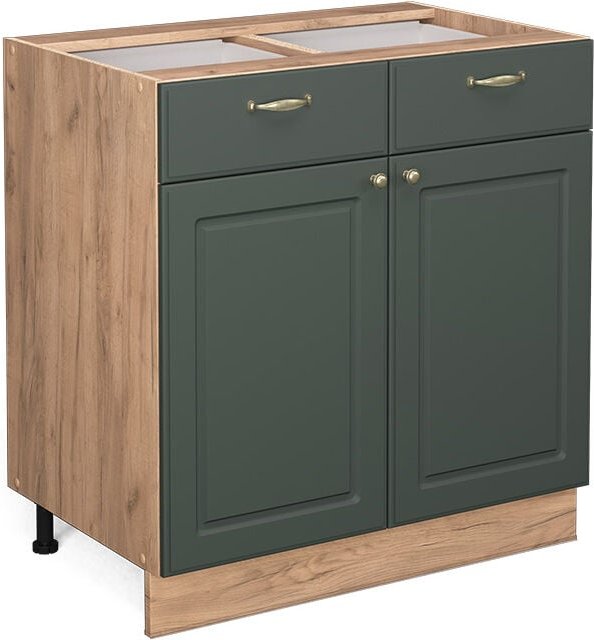 Vicco - Küchenunterschrank Fame-Line, Grün-Gold Landhaus, 80 cm ohne Arbeitsplatte