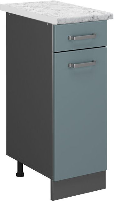 Schubladenschrank R-Line, Blau-Grau, 30 cm AP Marmor, Vicco