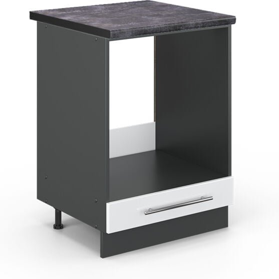 Vicco - Herdumbauschrank Fame-Line, Weiß Hochglanz, 60 cm , ap Anthrazit