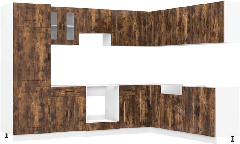 14-tlg. Küchenschrank-Set Kalmar Räuchereiche Holzwerkstoff Vidaxl