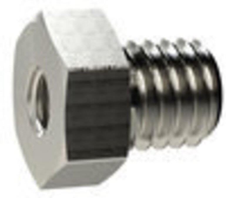 Reduziernippel kurz, g 1/8 a., M5 i., sw 14, Messing vern. - Riegler