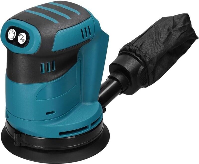 125 mm Akku-Exzenterschleifer mit bürstenlosem Motor, 6-Gang-einstellbarer Exzenterschleifer für Holz, Metall, Wachsen, ...