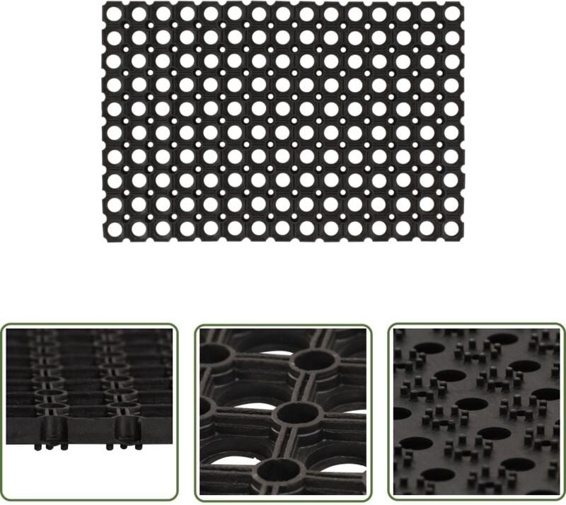 The Living Store Fußmatte Rechteckig 40x60 cm Gummi - Gummi Fußmatte - Rechteckige Fußmatte - Türmatte - Eintragematte -...