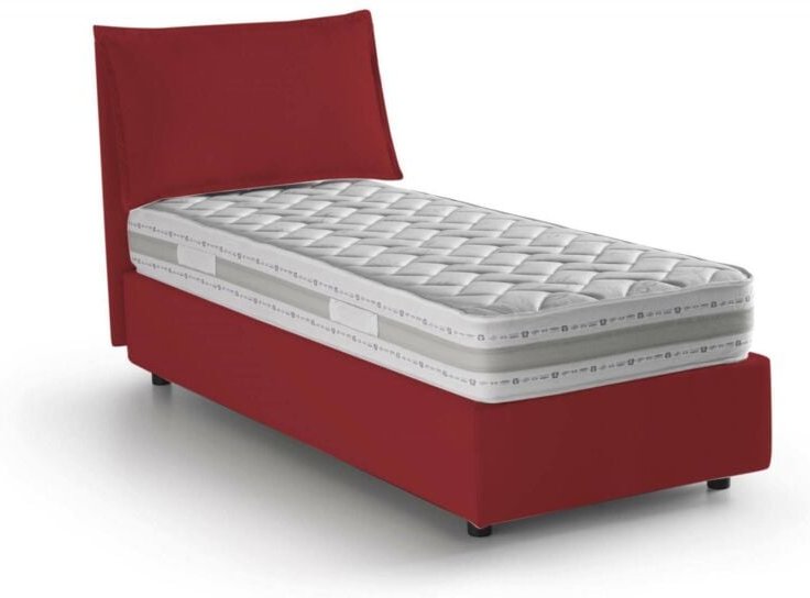 Einzelbett Evelyn, Containerbett mit Stoffbespannung, 100% Made in Italy, Frontöffnung, inklusive Matratze Cm 90x200, Ro...