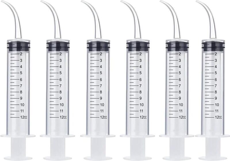 Bluedeer - 6 Stück Dental Spritzen, 12 ml Dental Irrigation Spritze mit Maßnahme, Spritze mit Gebogener Spitze für Die Z...