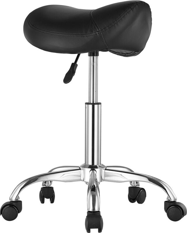 Sattelhocker mit Rollen, ergonomischer, höhenverstellbarer Stuhl, 204 kg Tragkraft, verdicktes PU-Leder, für Salon, Spa,...