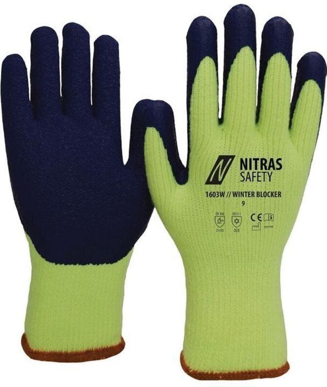 1603W-10 Kälteschutzhandschuhe winter blocker Größe 10 neongelb/blau en 3 - Nitras