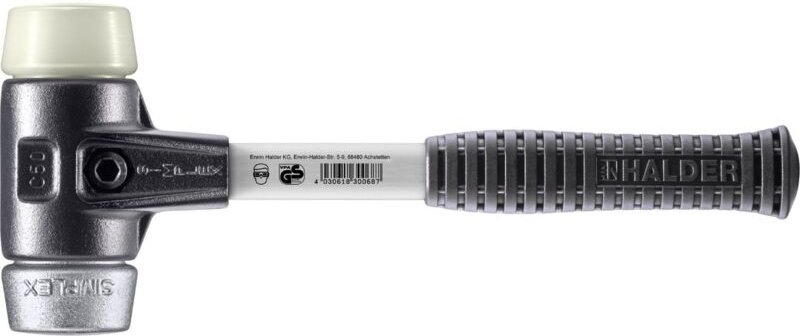 SIMPLEX-Schonhammer, Nylon / Weichmetall mit verstärktem Tempergussgehäuse und Fiberglasstiel D=50 mm 3789.050