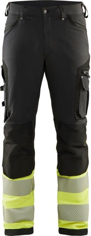 Arbeitshose mit Stretch, Hochsichtbarkeit, Klasse 1 1193 – Schwarz/Gelb 4XL – FR(58) – SE(C64) – Normen