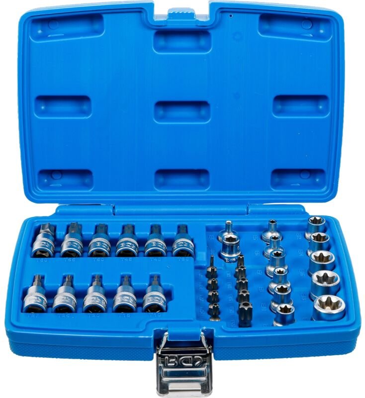 Bit- und Steckschlüsselsatz 10 mm (3/8") E-Profil / T-Profil (für Torx) 34-teilig