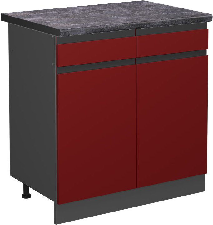 Vicco - Küchenunterschrank R-Line, Rot, 80 cm , ap Anthrazit