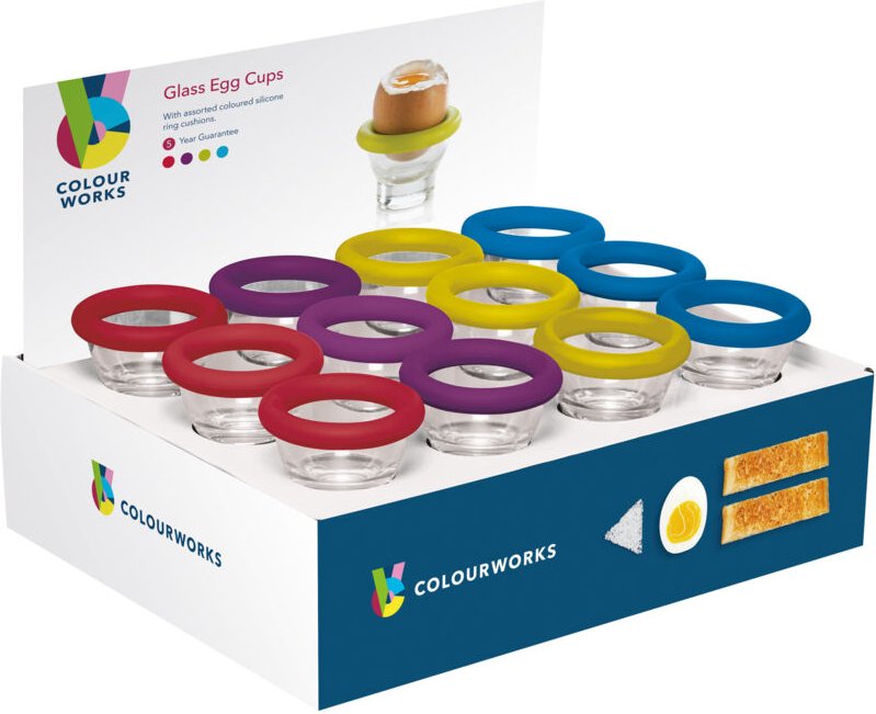 Colourworks Display mit 24 Glas-Eierbechern