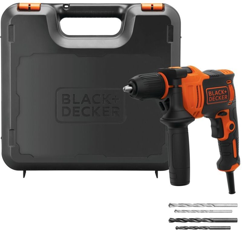 Akku-Schlagbohrmaschine – 710 w – black+decker – mit Koffer, Seitengriff, 4 Bits – BEH710K-QS