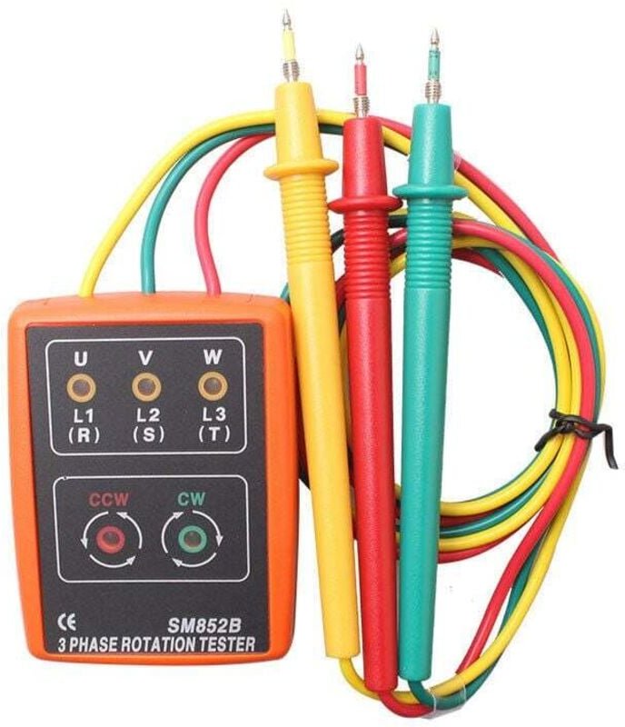 Ahlsen - AC60V 600V Dreiphasenzähler-Rotationstester, ausgestattet mit Krokodilklemmen und LED-Anzeige-Summer-Tester