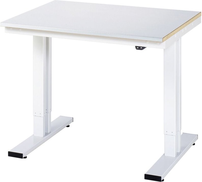 Werktisch adlatus 300 elektrisch höhenverstellbar Arbeitsplatte mit Stahlblechbelag 1000 mm x 800 mm - RAU