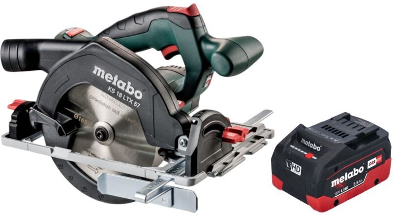Metabo KS 18 LTX 57 Akku Handkreissäge 18 V 165 mm + 1x LiHD Akku 5,5 Ah - ohne Ladegerät