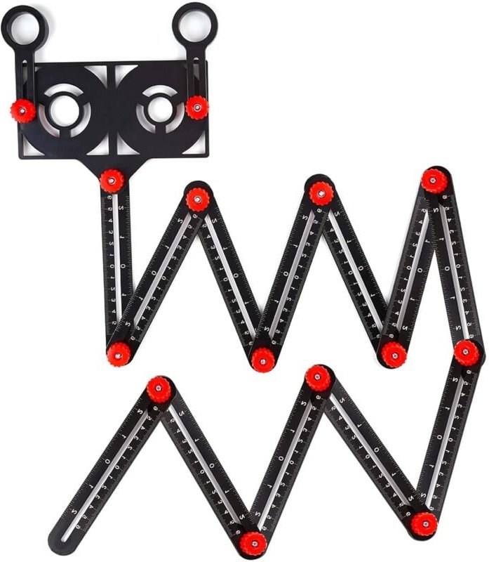 Mehrwinkel-Messlineal mit Positionierungsloch, 12 Seiten verstellbare Messschablone aus Aluminiumlegierung, Mehrwinkel-S...