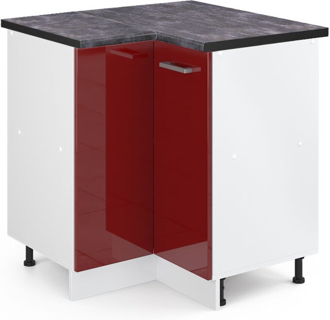 Vicco - Eckunterschrank R-Line, Bordeaux Hochglanz, 75.6 cm, ap Anthrazit