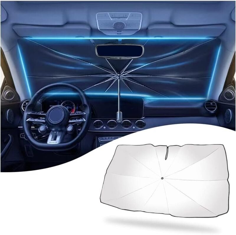 Faltbarer und verstaubarer Sonnenschutz fürs Auto mit Öffnung für die Windschutzscheibe, blockiert UV-Strahlen und hält ...
