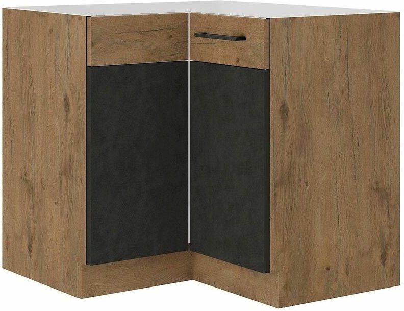 Küchen Preisbombe - Vigo Eckunterschrank 90x90 cm Eiche Lancelot Matera Grau Küchenzeile Einbauküche