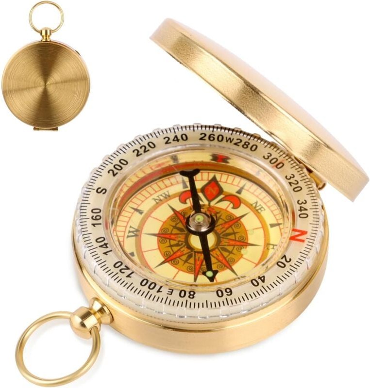 Outdoor-Kompass, wasserdichter Messing-Kompass, Taschenkompass für Reisen zum Camping, Wandern, Jagen und für Outdoor-Ak...