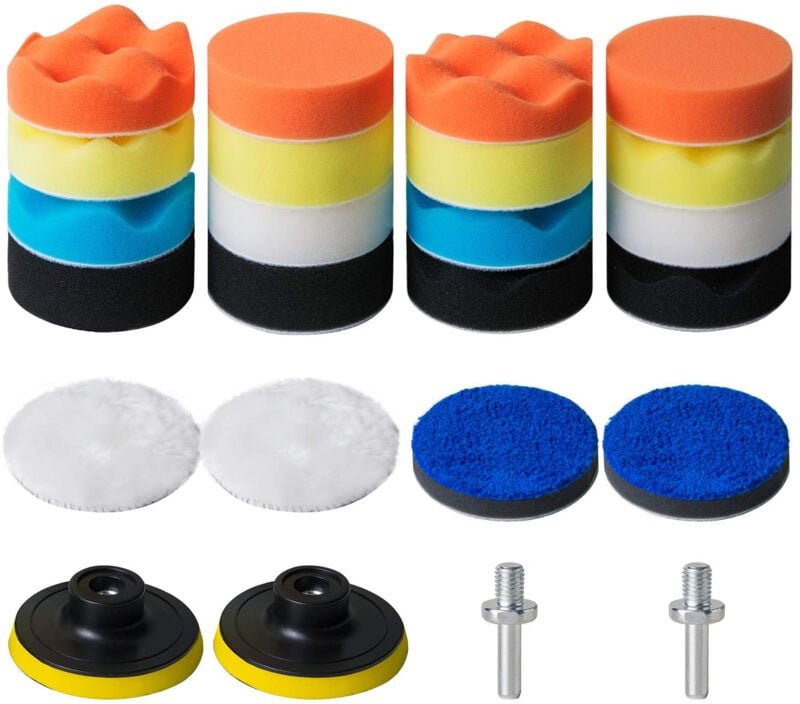 24Pcs 3-in Polieren Pad Kit Schwamm Polieren Pads für Auto Schaum Bohrer Polierer Wachsen