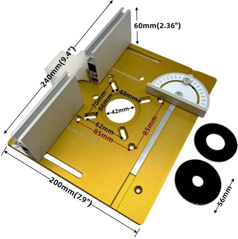 Premium-Einlegeplatte für Frästisch – kompatibel mit Holzfräsmaschine/Schneidemaschine – rutschfeste Aluminiumlegierung