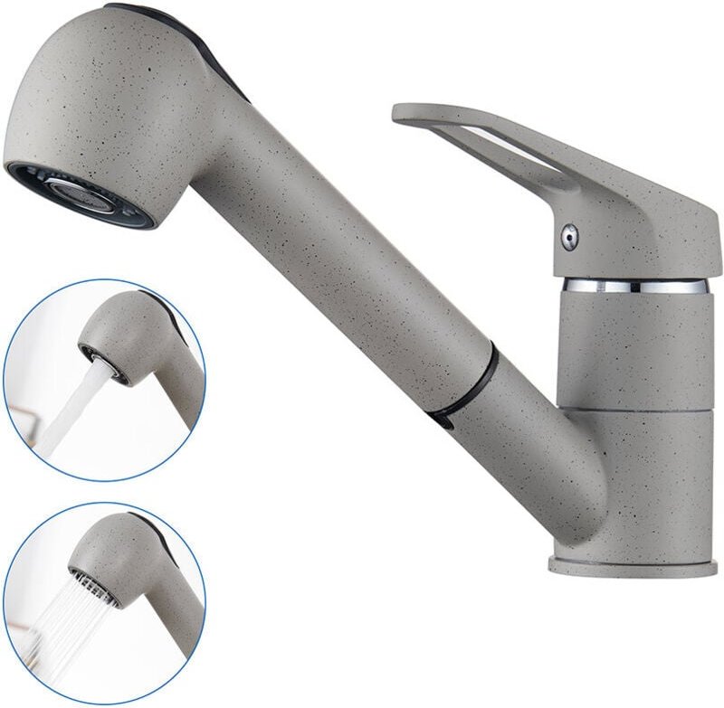 Wasserhahn Küche Ausziehbar, Auralum Küchenarmatur mit Brause Ausziehbar, Mischbatterie Küche mit 2 Strahlarten, 360° Sc...