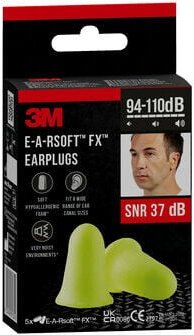 Thumbnail - 3M - Packung mit 5 Paar earsoft-fx snr-37db Ohrstöpseln in einzelnen earfx-5 Ohrentaschen Polyurethanschaum 7100334661