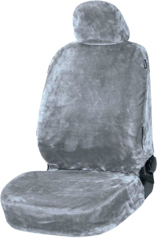 Walser - Autositzbezug Teddy aus Kunstfell, PKW-Schonbezug Einzelsitz, Kunstfellbezug vegan silber