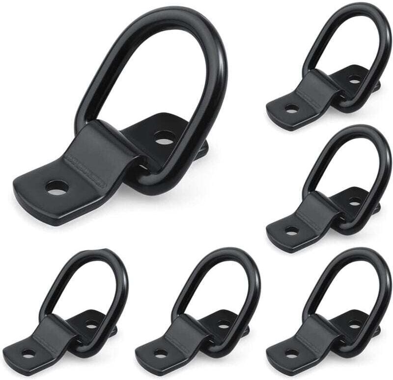 6er-Set Zurrringe mit Schrauben und Halterungen – Zurrhaken Typ d – Tragkraft 400 kg – Zurrring aus schwarzem Edelstahl ...