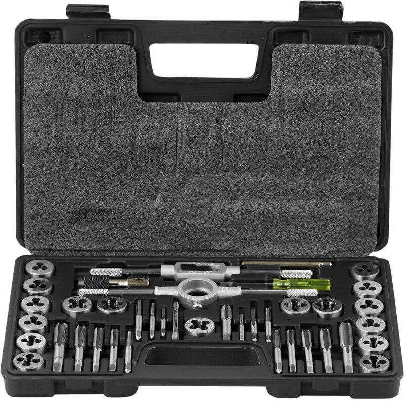 Mophorn - Gewindebohrer- und Schneideisensatz, 40-teilig, metrisch M3-M12, Lagerstahl, Außen-/Innengewindewerkzeuge, kom...