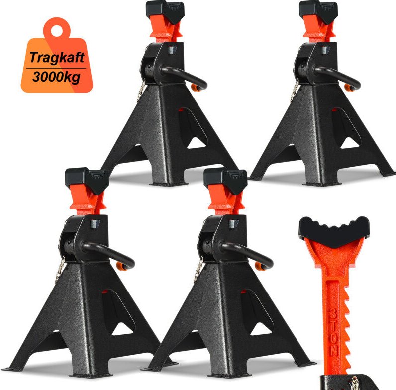 4x Unterstellböcke 3T klappbar verstellbar Auto pkw Wagenheber Abstellböcke Für SUV/Van/Caravan - Swanew