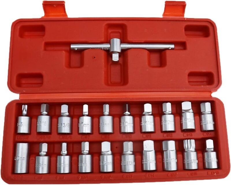 Shining House - 21x Ölablassschraube Antriebsschlüssel Hauptkurbelgehäuse mit 3/8' Steckschlüsselsatz Vierkant Sechskant