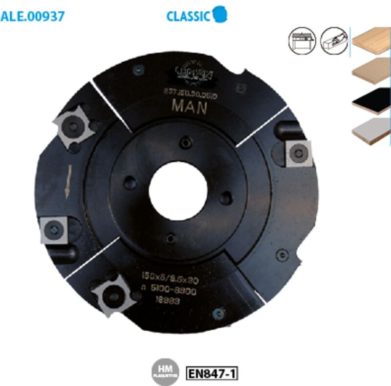 Werkzeughalter für Rainer Classic ø 150 Bohrung 30 Höhe 5-9,5 Höhe Nützlich 25 Anzahl Schnitte 4+V4