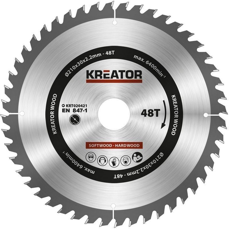 1 Kreissägeblatt 254 mm 3,0 mm 80 Zähne - Bohrung 30 mm Kreator