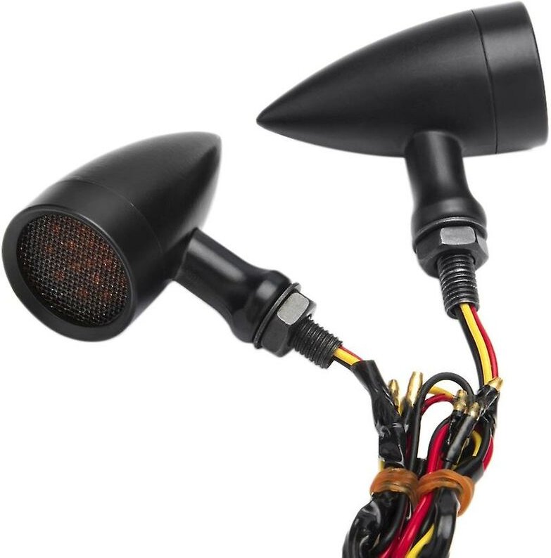 Woosien - 10mm Motorrad Retro Led Blinker Bremslicht Mesh Objektiv Für Chopper Bobber