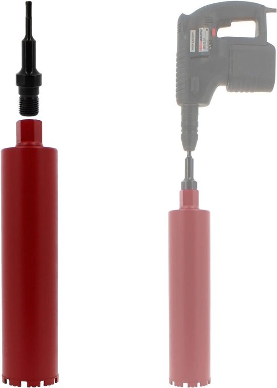 Thumbnail - Gt Market - Diamantbohrkrone ø 102 mm mit Adapter für Bohrmaschine und SDS-plus-Bohrhammer