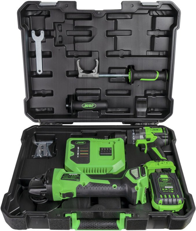 JBM60053C Akku-Winkelschleifer- und Bohrhammer-Set mit Koffer