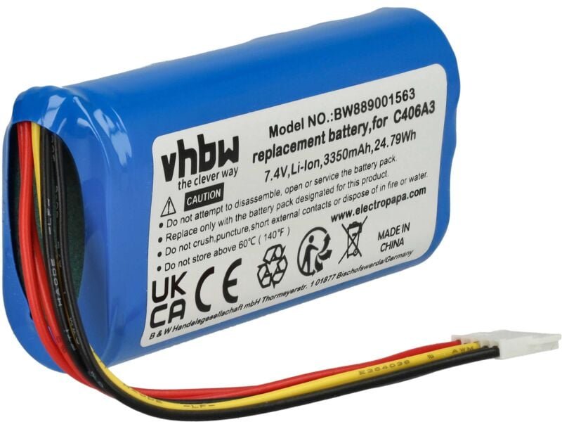 vhbw Akku Ersatz für Marshall C406A3 für Drucker Kopierer Scanner Etiketten-Drucker (3350 mAh, 7,4 V, Li-Ion)