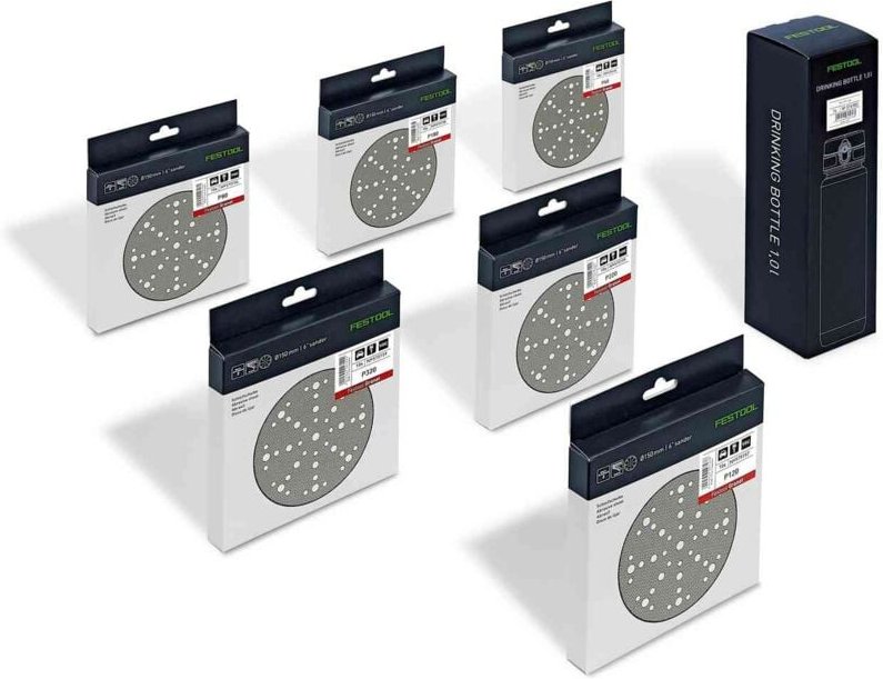 Schleifscheiben-Set Granat stf D150/48 GR-Set p inkl. Trinkflasche - Festool