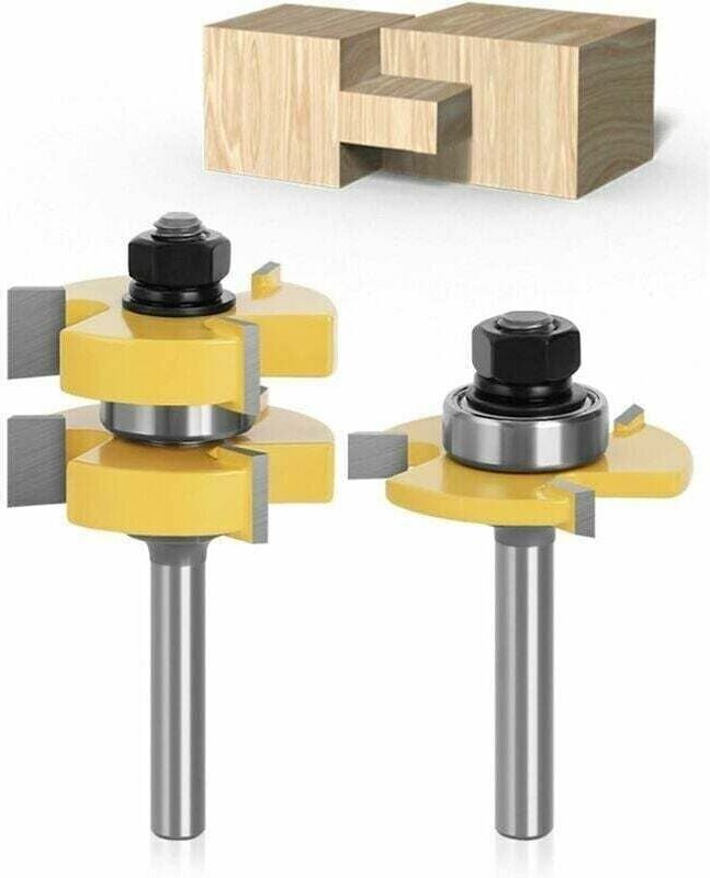 Mumu - 8-mm-Schaft passender Nut- und Federfräser-Satz, 3 Zähne, T-Form, Holzschneider, Schneid- und Holzbearbeitungswer...
