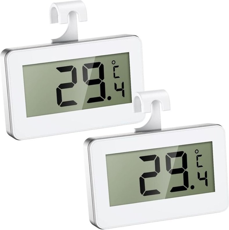 Linghhang - Kühlschrankthermometer, 2er-Pack Mini-Gefrierschrankthermometer mit gut lesbarem LCD-Display, Innenthermomet...