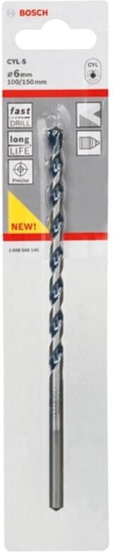 Bosch - Accessories CYL-5 2608588145 Hartmetall Beton-Spiralbohrer 6 mm Gesamtlänge 100 mm Zylindersc